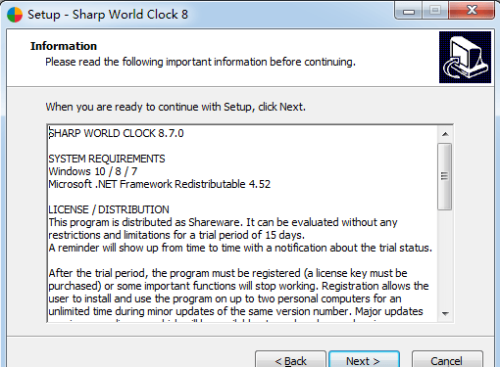 Sharp World Clock世界时钟软件安装教程2
